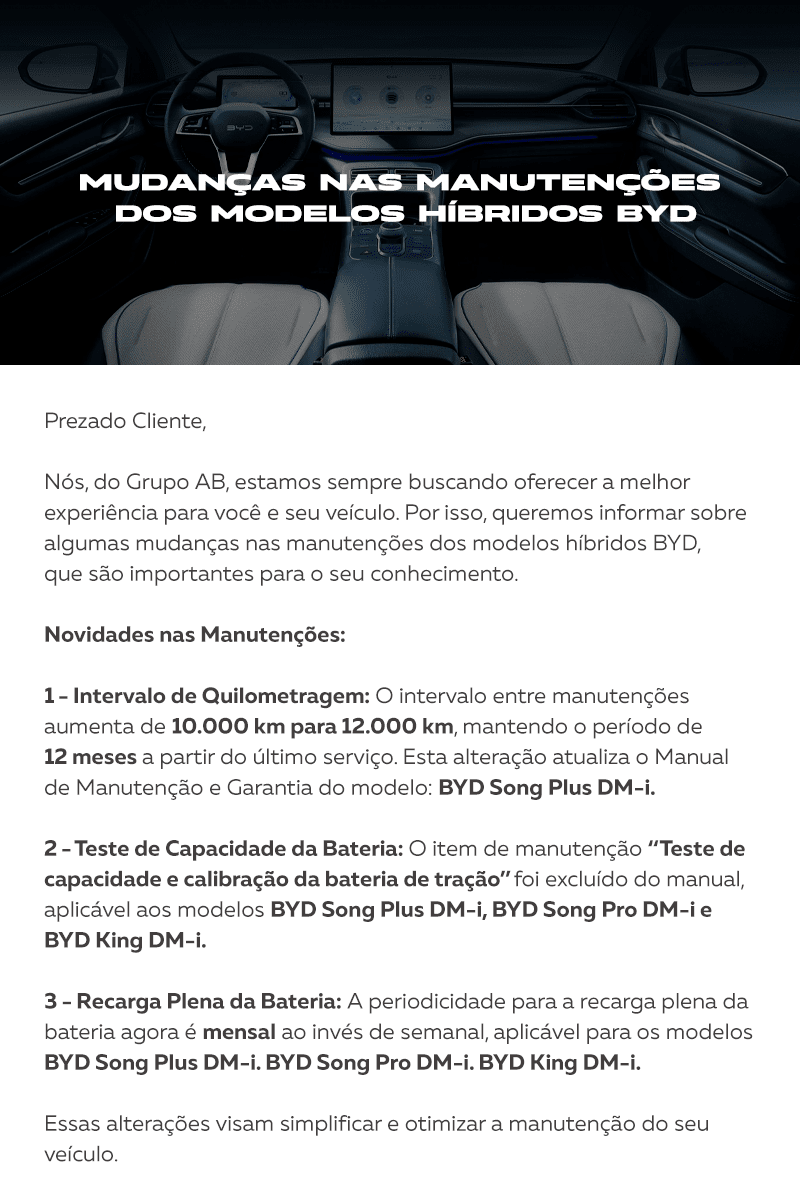 Comunicado sobre Manutenção em Híbridos