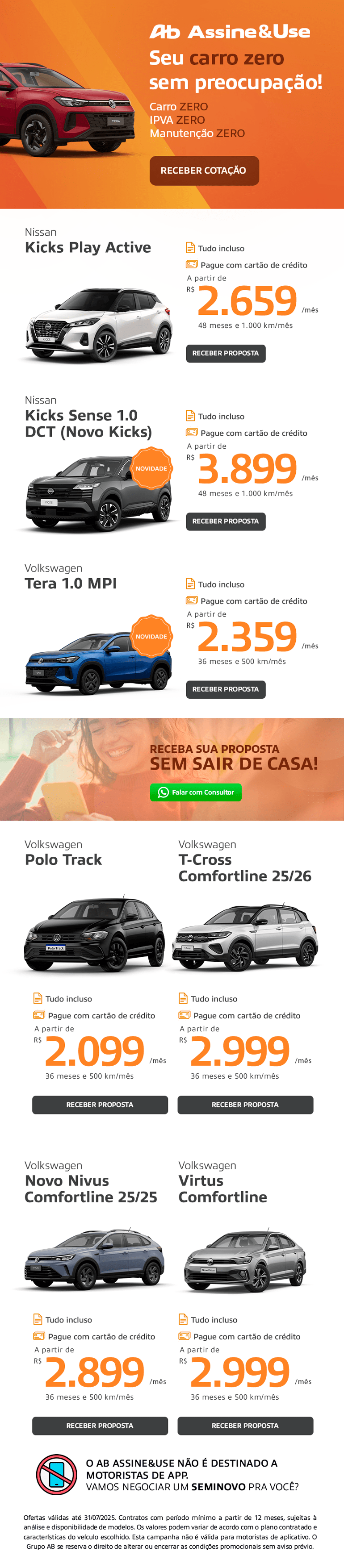 Seu Carro zero sem preocupação