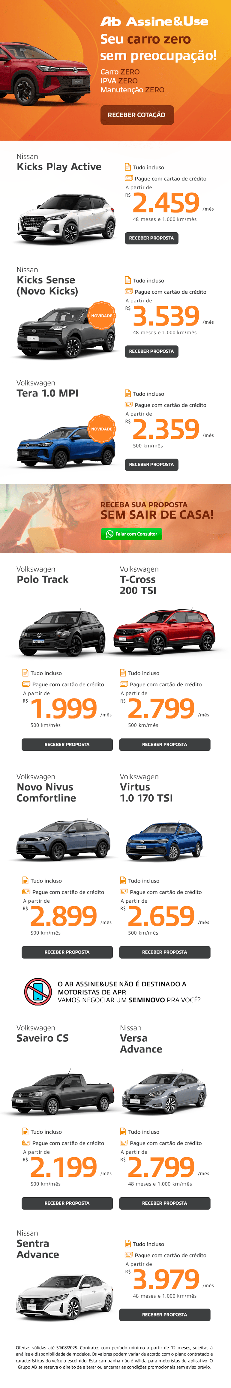 Seu carro zero sem preocupação