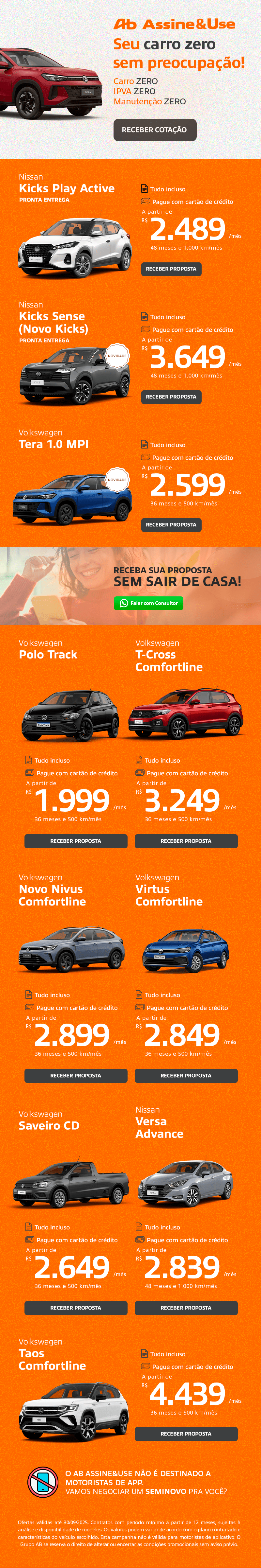 Seu Carro zero com Zero preocupações