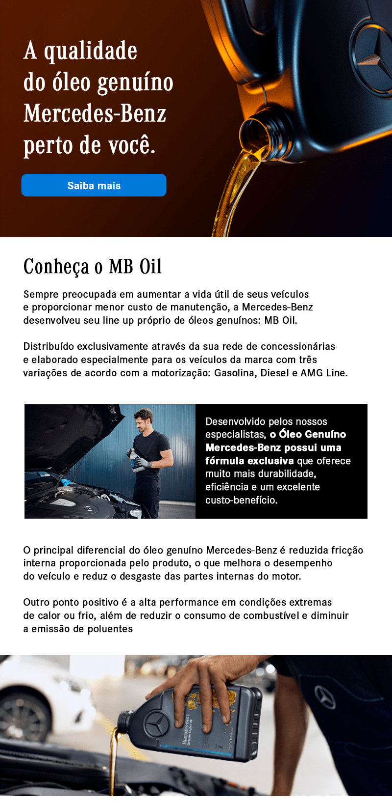 A Qualidade do óleo genuíno Mercedes-Benz